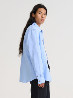 Teemu Linen Blend Shirt Light Blue