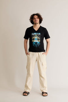 Livity Hemp V-Neck T-Shirt Roots Rockers Black