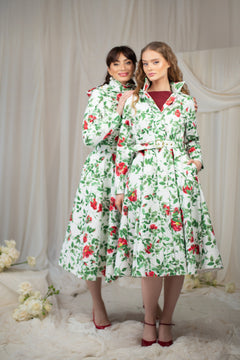 Fit and Flare Raincoat with A-Line Hem Charming Rose