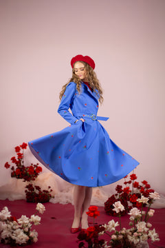 Double Breasted Trench Coat Forget-Me-Not Blue