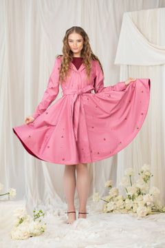 Fit and Flare Raincoat with Full Circle Hem Raspberry Sorbet