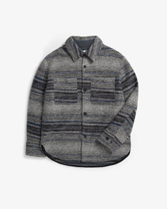 Thick Overshirt Wool-Blend Grey Stripe