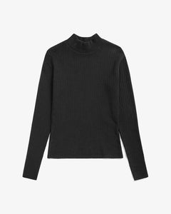 Ribbed Long-Sleeve Mockneck Black