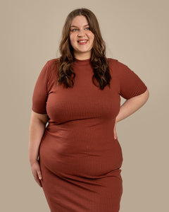 Ribbed T-Shirt Dress Mahogany