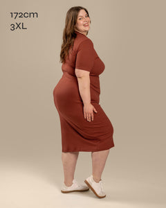 Ribbed T-Shirt Dress Mahogany