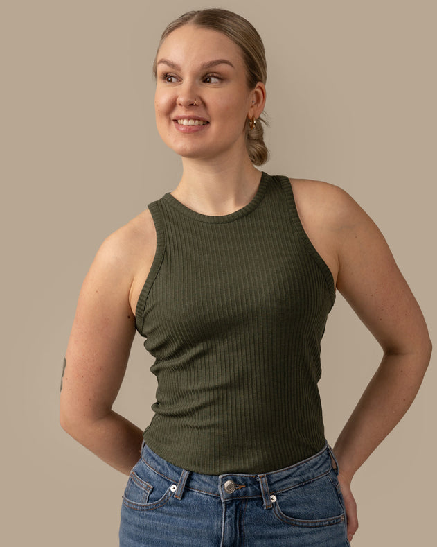 Ribbed Top Khaki