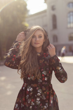 Rose Garden Raincoat Black and Red