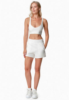 Savanna Wafel short Gebroken wit