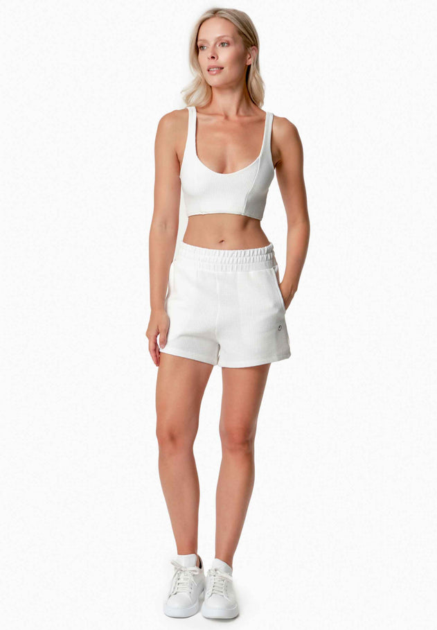 Savanna Wafel short Gebroken wit