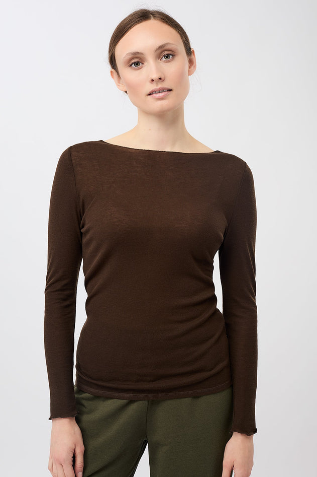 Crew Neck Wool Mix Brown