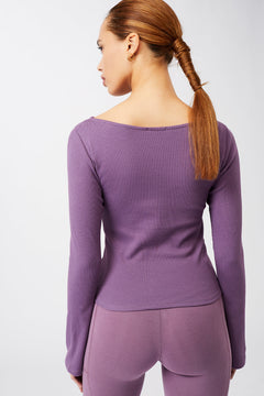 Ribbed Boat Neckline Grape