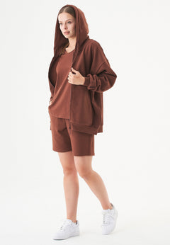 Sheyma Organic Cotton Sweatshorts Coffee Brown