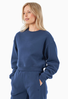 SILLIVIA Crop Sweatshirt Navy Blue