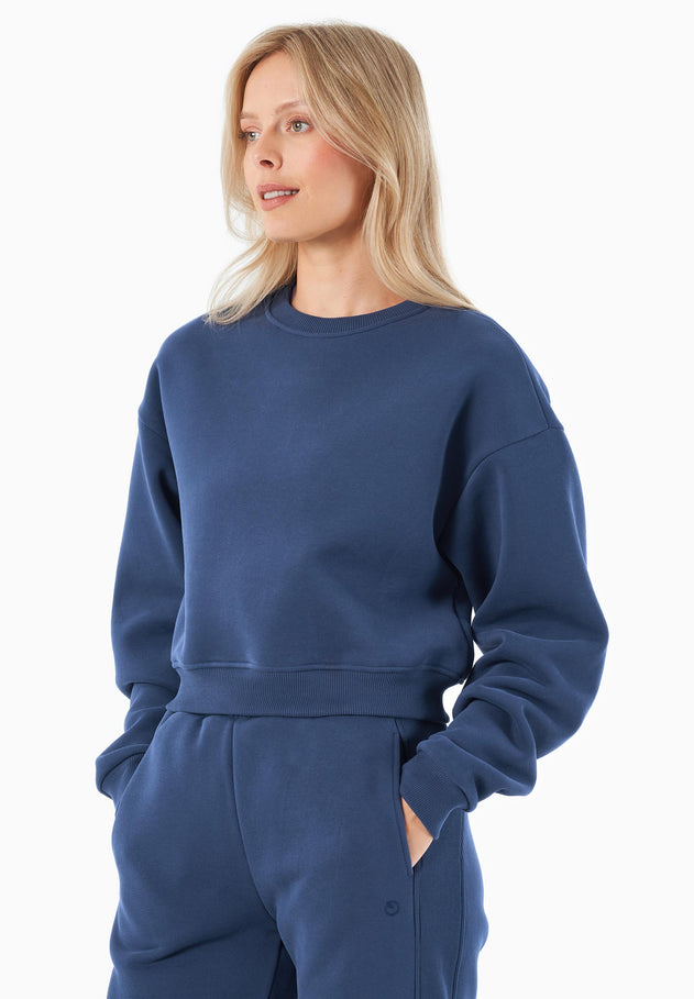 SILLIVIA Crop Sweatshirt Navy Blue