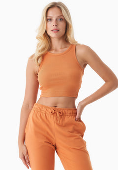 Sonnia Geribbeld Croptop Apricot Tan