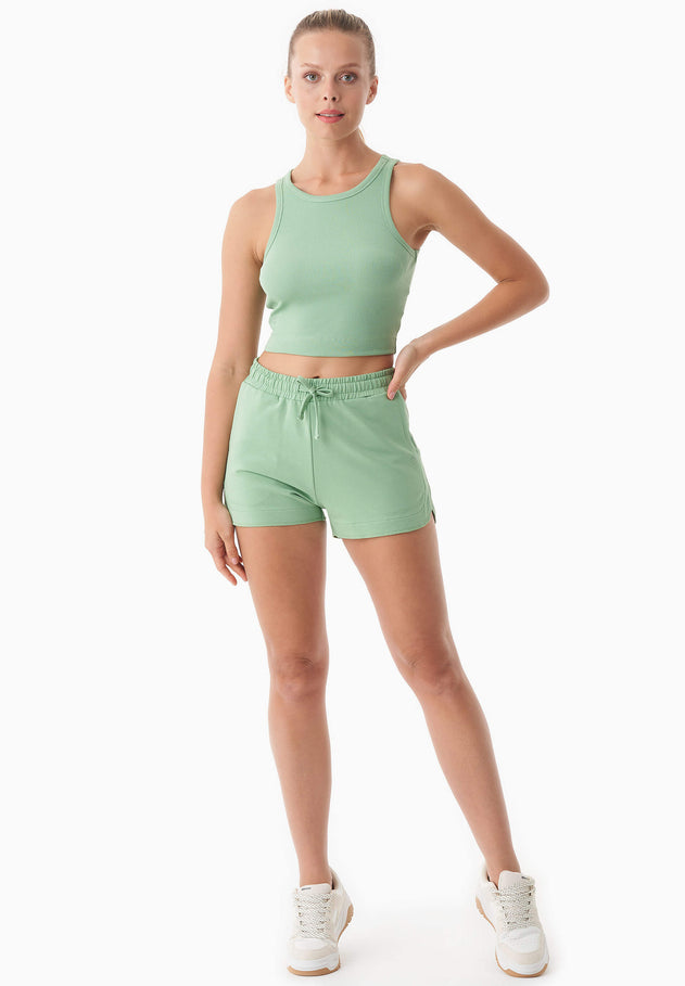 Sonnia Geribbeld Croptop Mineral Green