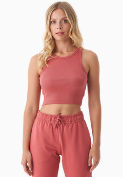 Sonnia Geribbeld Croptop Red Wood