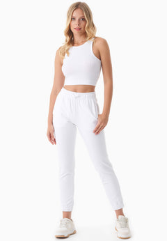 Sonnia Cropped Organic Cotton Rib Top White