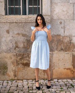 Ariela Linen Dress Sky Blue