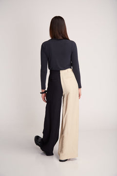 Randa Pants Bicolor Beige / Black