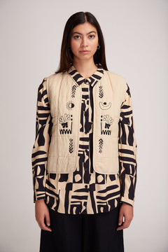 Aneto Padded Vest Embroidered Beige
