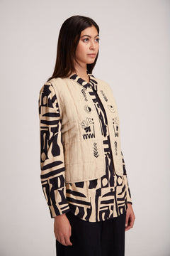 Aneto Padded Vest Embroidered Beige