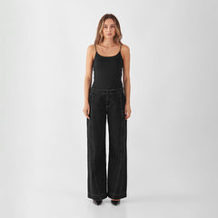 Sunny Wide Leg Contrast Jeans Black Denim