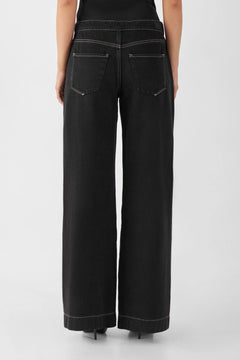 Sunny Wide Leg Contrast Jeans Black Denim