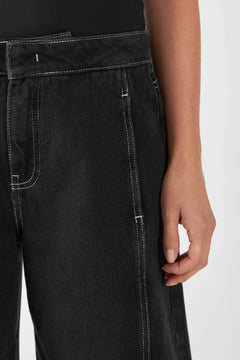 Sunny Wide Leg Contrast Jeans Black Denim