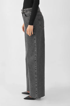 Sunny Wide Leg Open Hem Jeans Light Grey