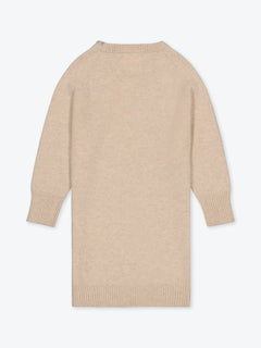 Kids' Embroidered Cashmere Sweater Dress Beige