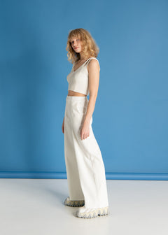 Donna Ribbed Crop Top White