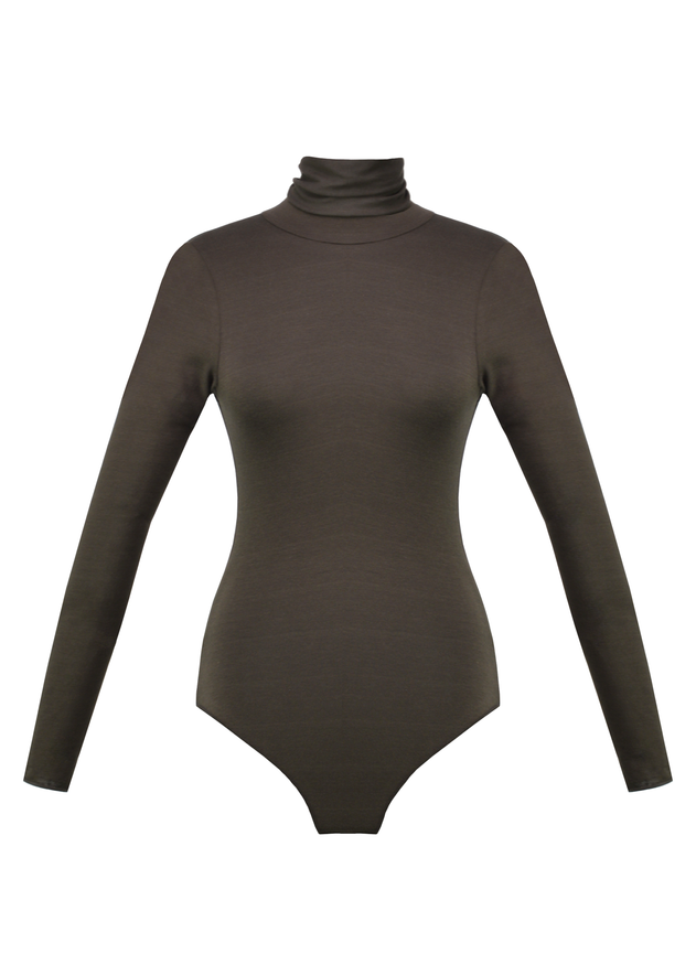 Belle Turtleneck Bodysuit - Brown