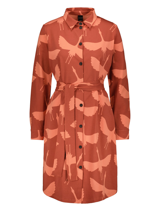 Shirt Dress Cranes Terracotta