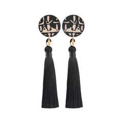 Forever Classic Wooden Tassel Earrings Black/Gold