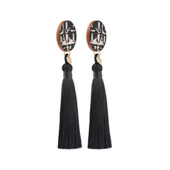 Forever Classic Wooden Tassel Earrings Black/Gold
