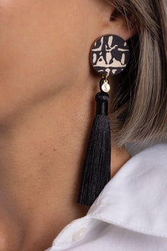 Forever Classic Wooden Tassel Earrings Black/Gold