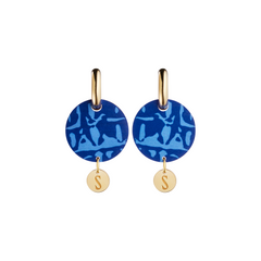 Forever Dreaming Wooden Logo Earrings Blue/Gold