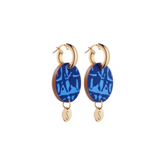 Forever Dreaming Wooden Logo Earrings Blue/Gold