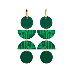 Forever Growing Wooden 4-Piece Earrings Green/Gold
