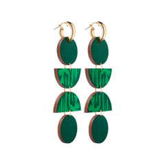 Forever Growing Wooden 4-Piece Earrings Green/Gold