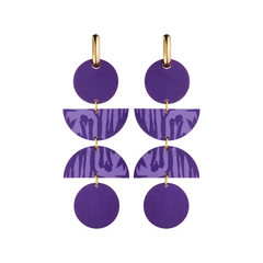 Forever Loving Wooden 4-Piece Earrings Lilac/Gold
