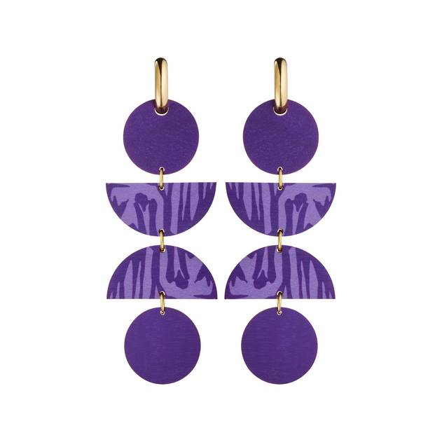 Forever Loving Wooden 4-Piece Earrings Lilac/Gold