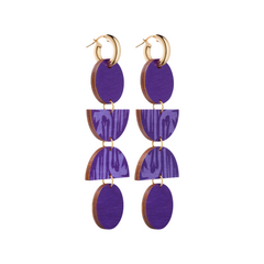 Forever Loving Wooden 4-Piece Earrings Lilac/Gold