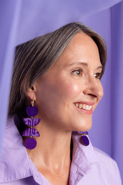 Forever Loving Wooden 4-Piece Earrings Lilac/Gold