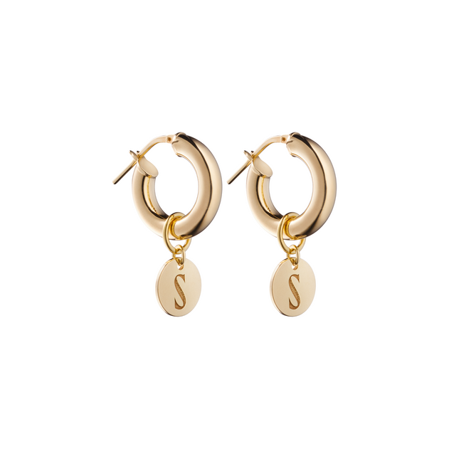 Forever Logo Pendant Hoops Gold