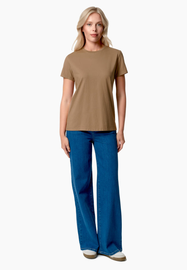 Women's Basic Round Neck T-Shirt Mocha Brown
