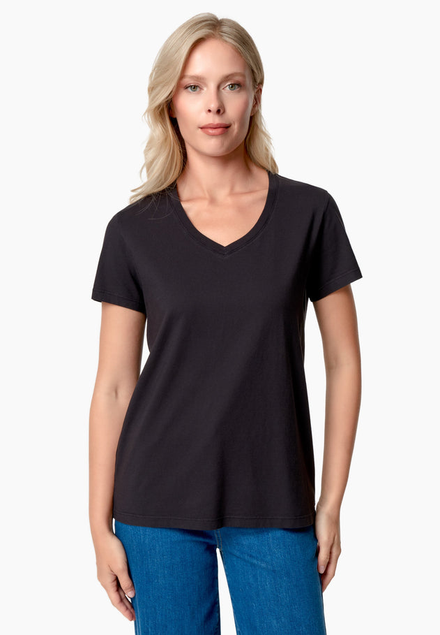 Tessa V-hals T-shirt Zwart