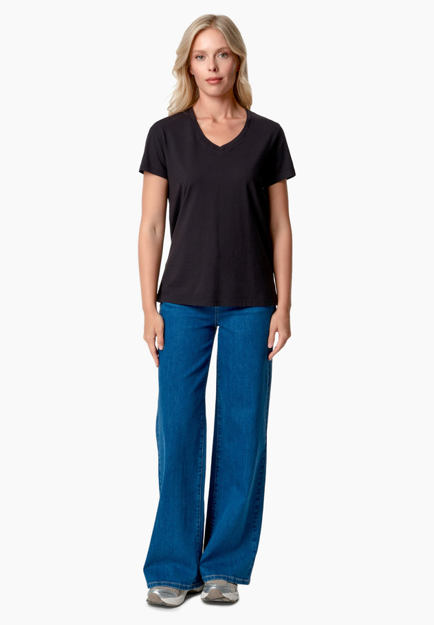Tessa V-hals T-shirt Zwart
