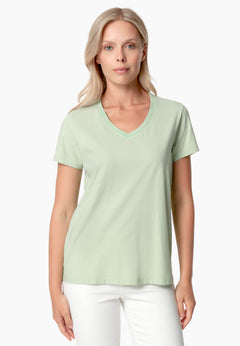 Tessa V-hals T-shirt Foam Green
